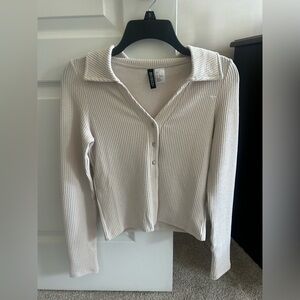 H&M Divided Ribbed Beige Top